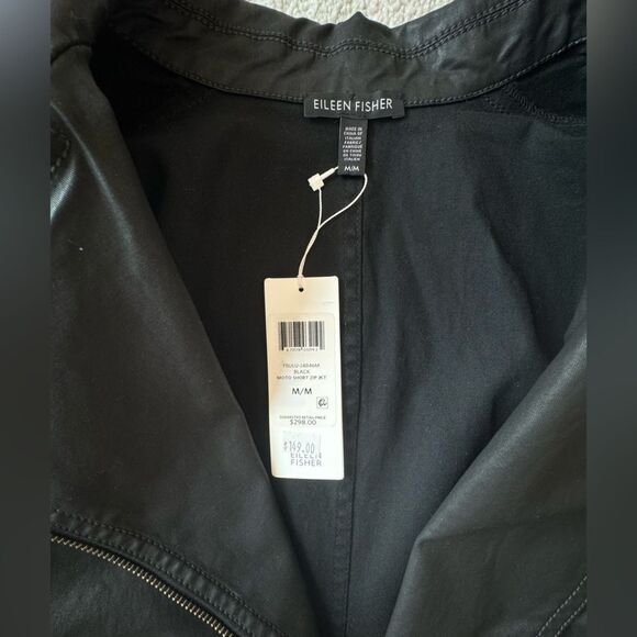New Eileen Fisher Moto short zip jacket in waxed organic cotton sz M - Picture 8 of 15